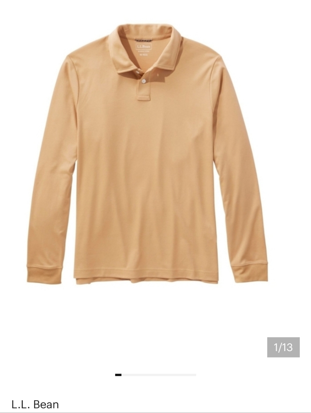 LL Bean Comfort Stretch Performance Polo Shirt Long Sleeve NEW Barley Size XL